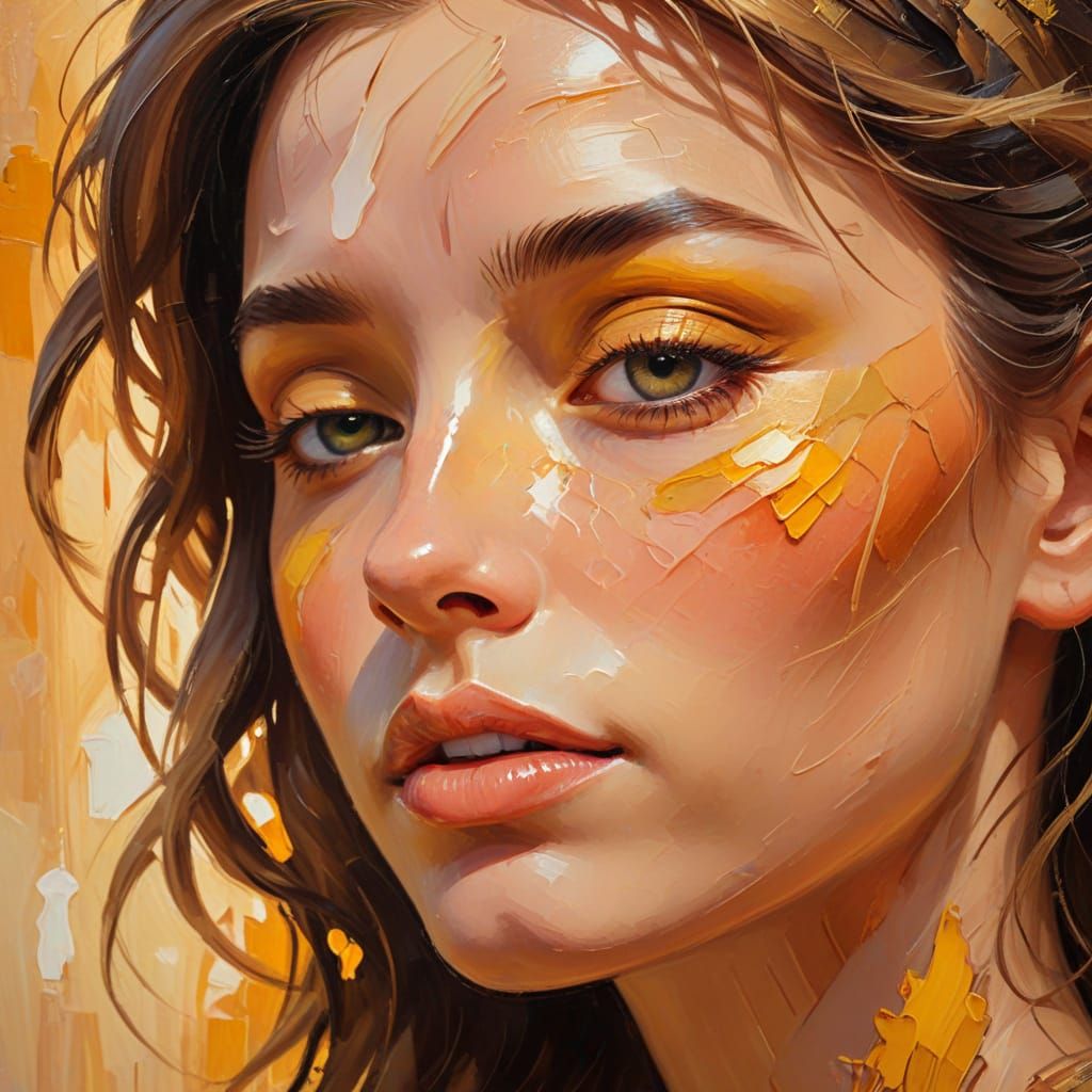 Compassionate Expressionist Painting in Golden Light