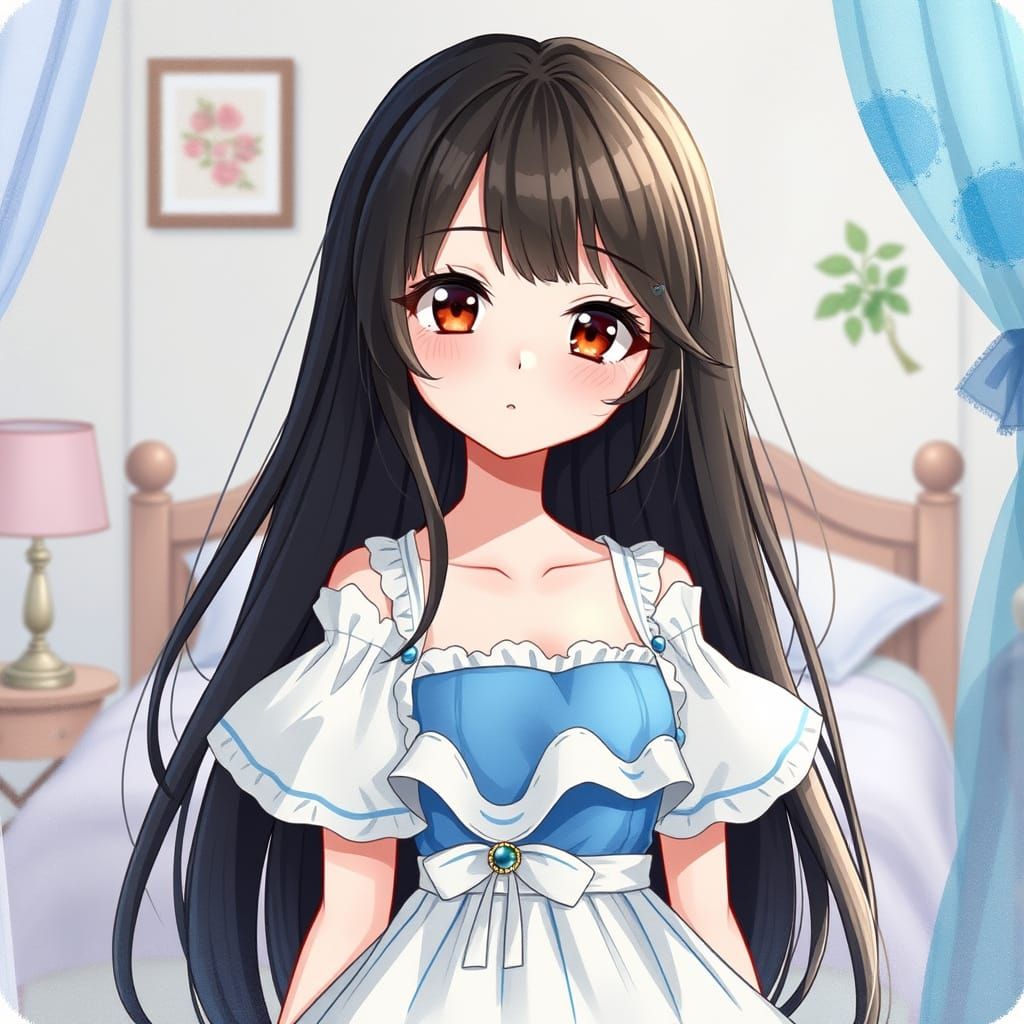 Cute Anime Girl in Blue AmaRori Alice Dress