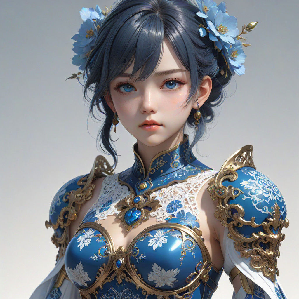 Elegant Blue Heart in Ornate Victorian Style