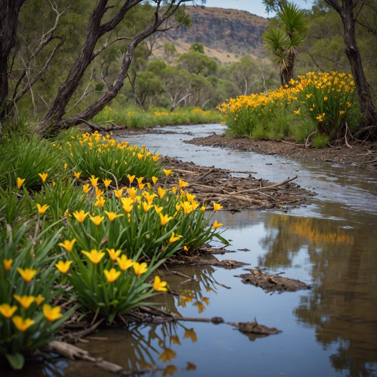 Subtropical Floodplain with Angiosperm Flowers in Cretaceous...