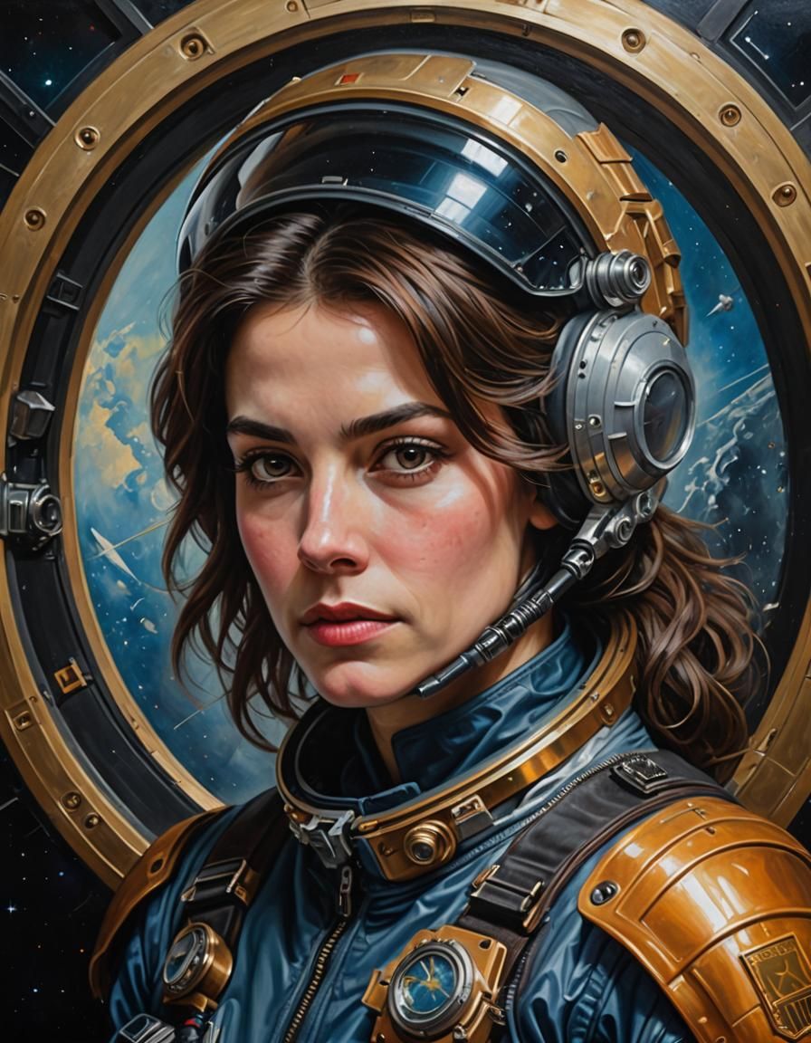 Androgynous Space Explorer Portrait in Academicist Style