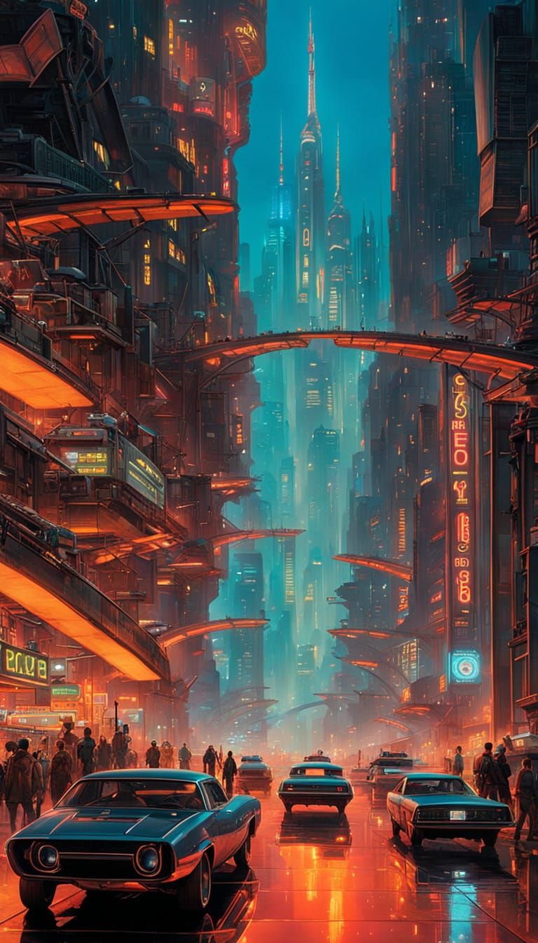 Cyberpunk Cityscape at Night in a Blade Runner Aesthetic