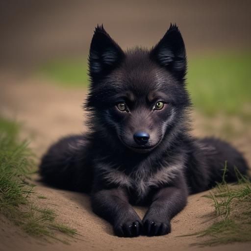 Cute Black Wolf Pups