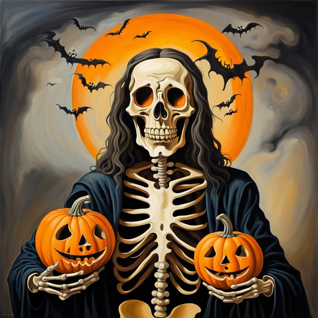 Halloween skeleton Jesus jack-o-lantern