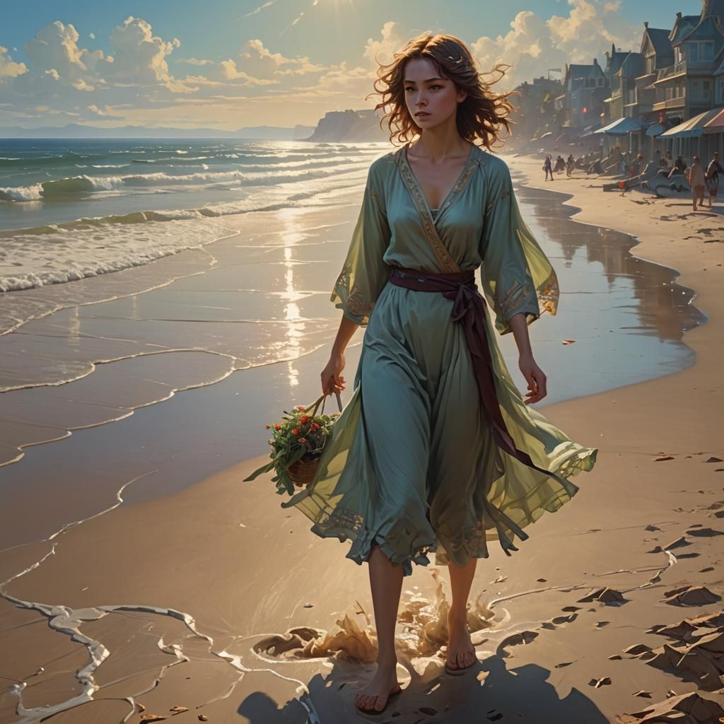 Beach Day at Dawn: Cinematic Digital Painting