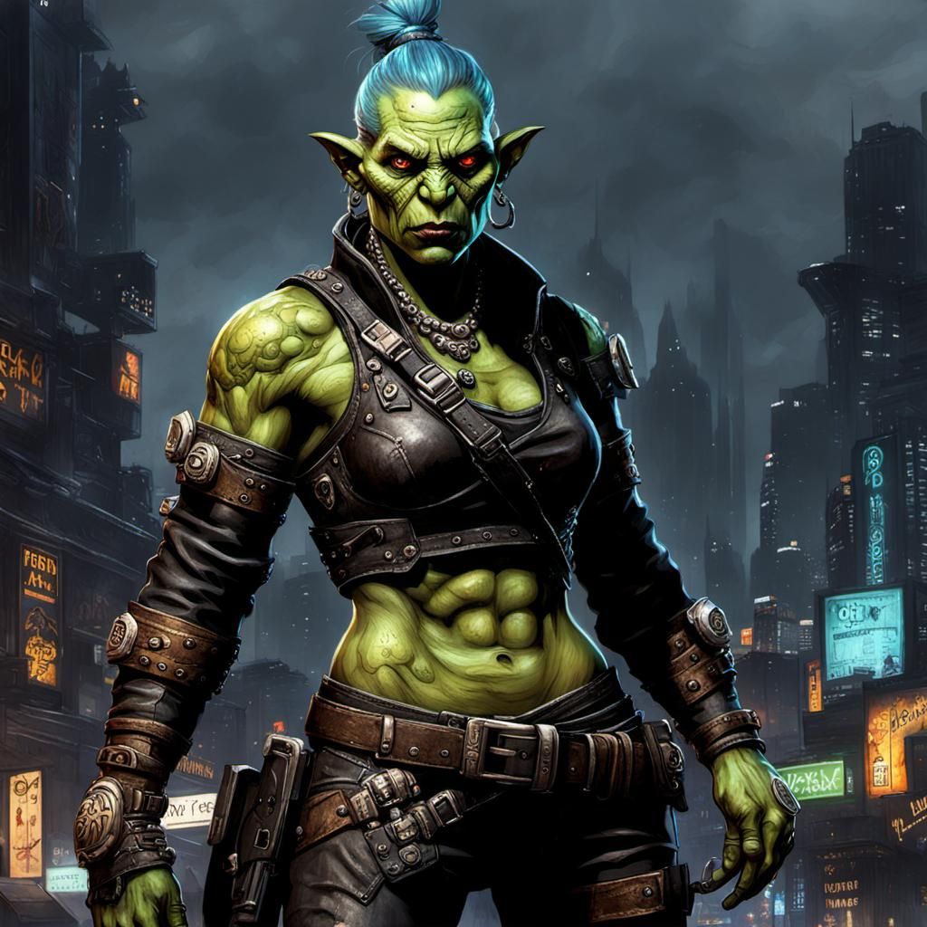 Bronze Orc Savior in Shadowrun Style