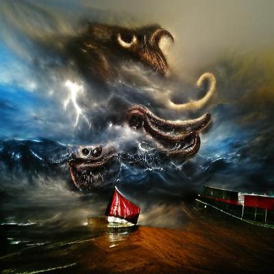 Kraken Attacks Viking Ship: Hyperrealistic Oil Painting