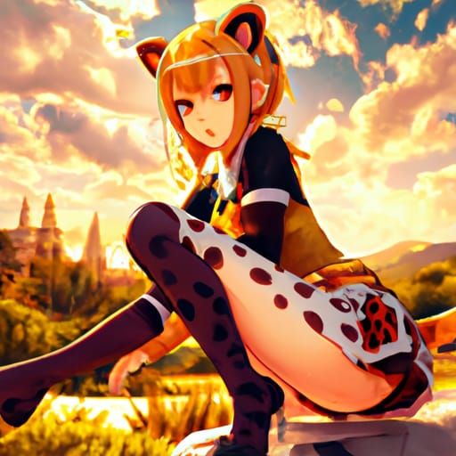 Anime Cheetah Girl in Qipao Dress