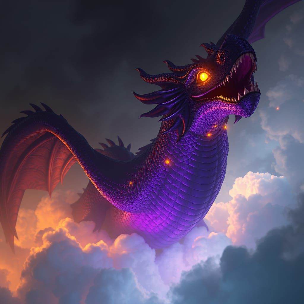 Ethereal Dragon Soars Through Mystical Skies