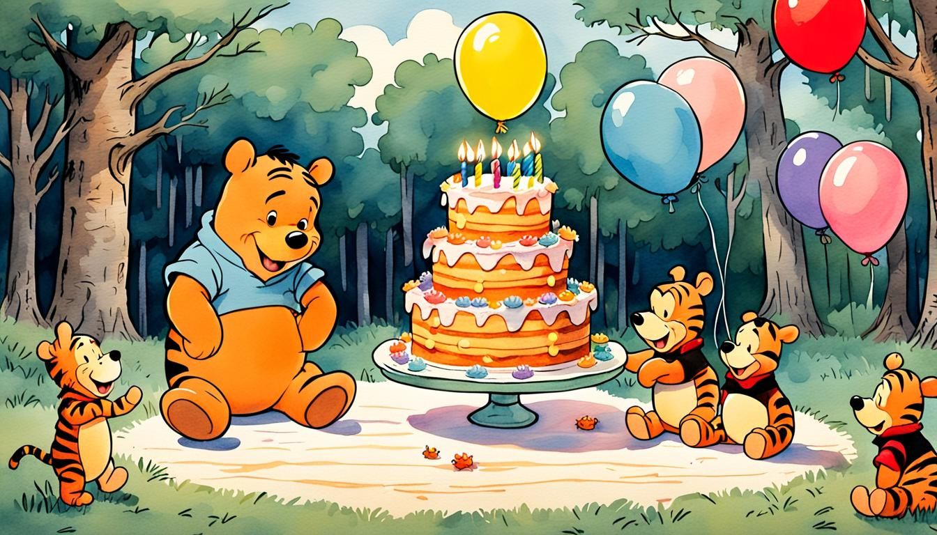 Winnie the Pooh's Birthday: A Watercolor Comic