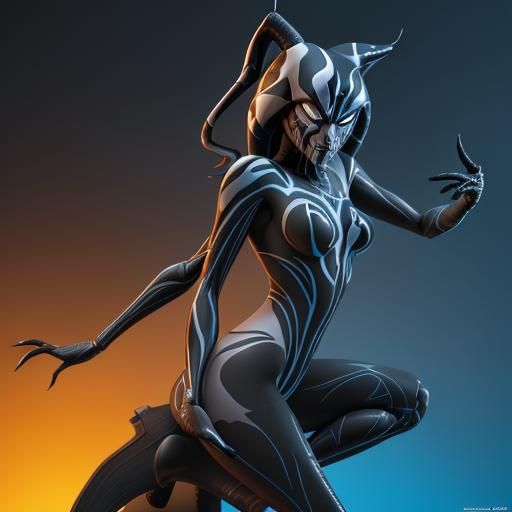 Ahsoka and Venom Symbiote Fusion: 3D Digital Art