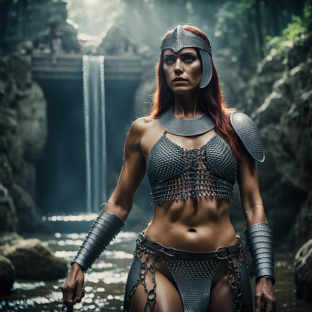 Medieval Woman in Chainmail Bikini: Cinematic Fantasy
