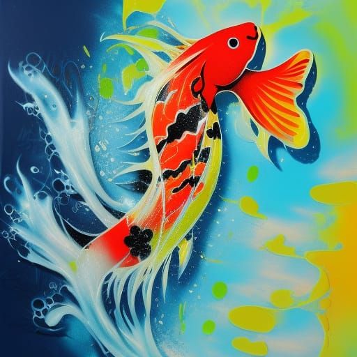 Graffiti Koi Fish in Splash Art Style