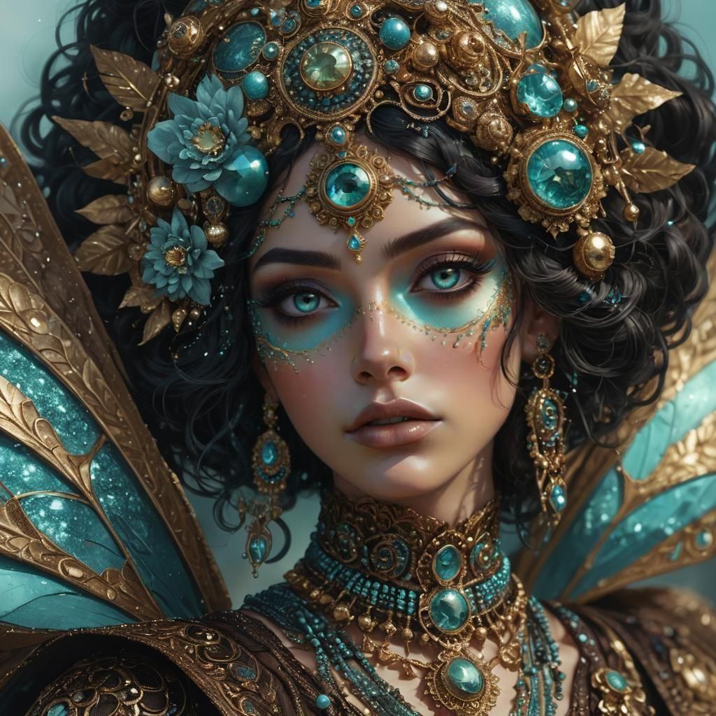 Fantasy Character with Earth Eyes: Digital Illustration