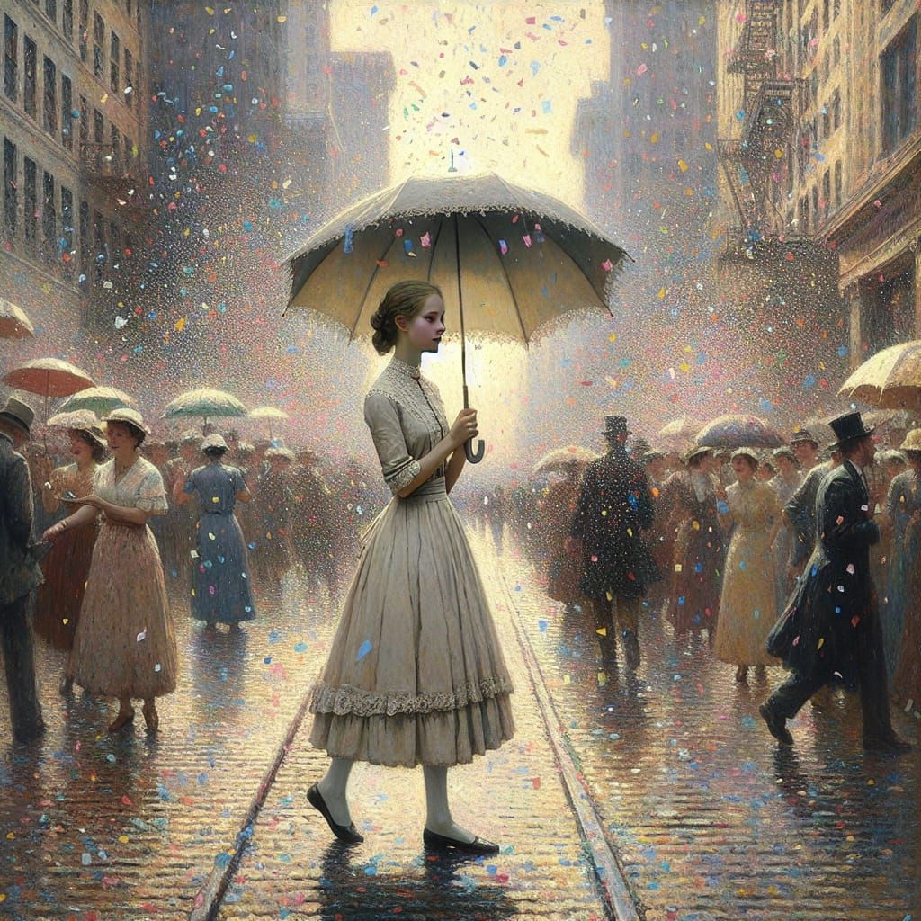 Confetti Celebration in Ashcan Style