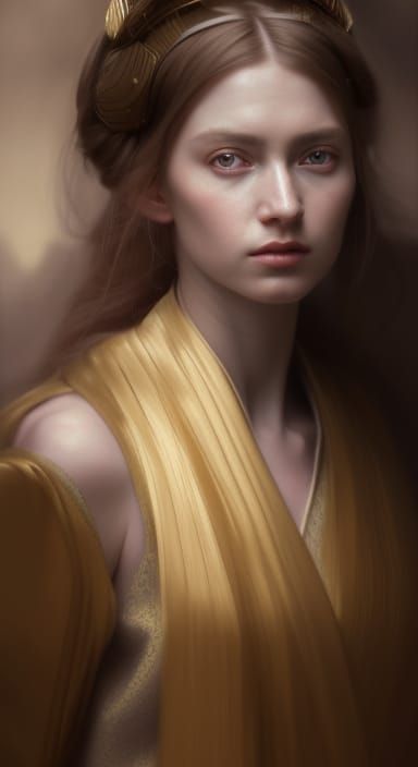 Renaissance-Style Jedi Lady Portrait in Hyperrealism