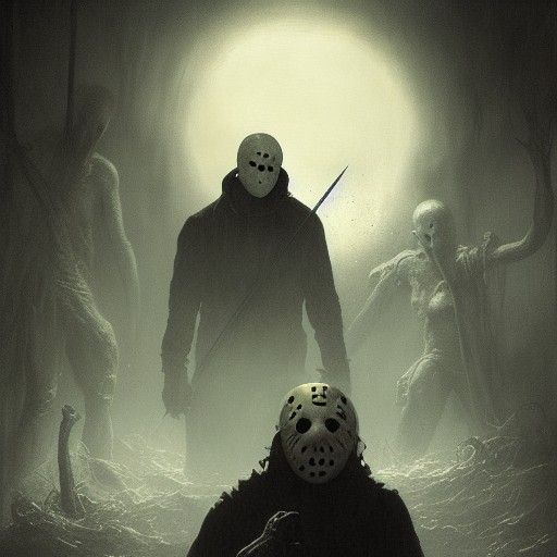 Jason Voorhees in a Dark Horror Style