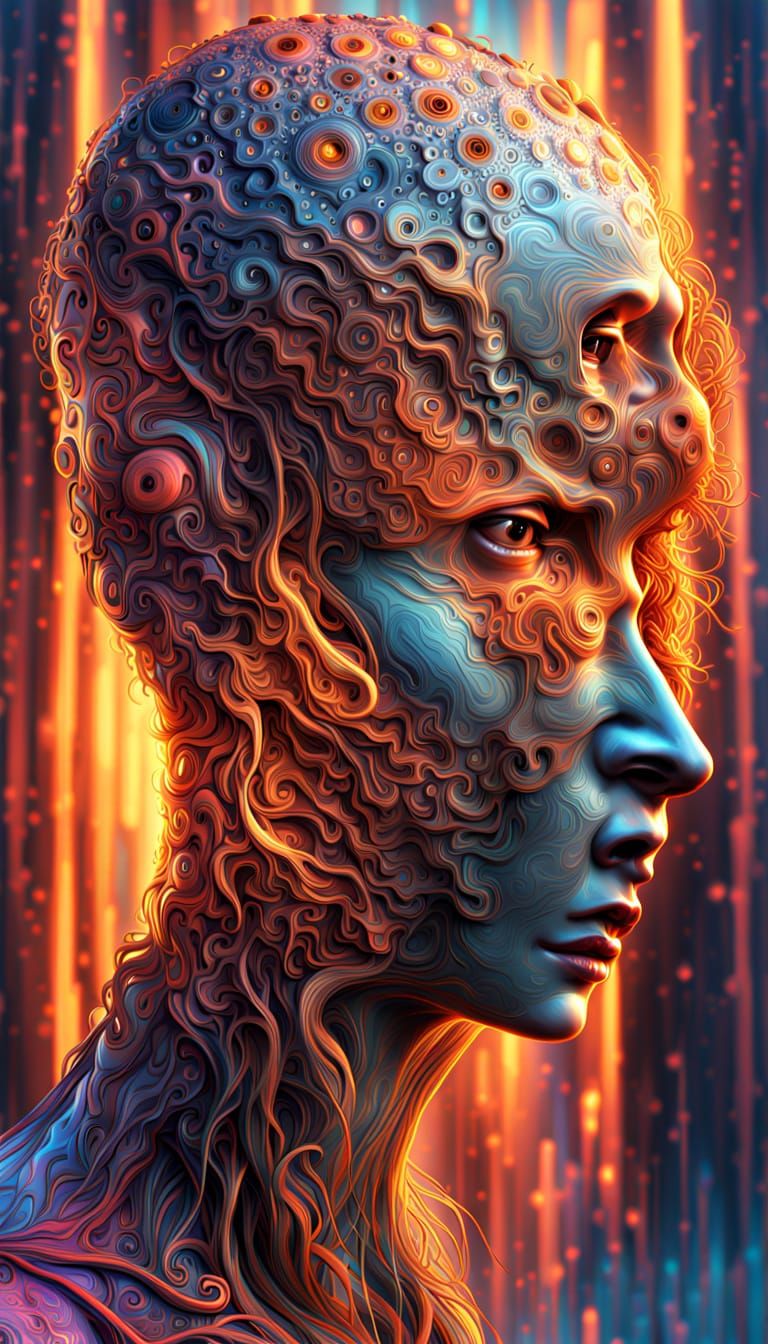 Human Evolution Through Data Streams in Sci-Fi Art