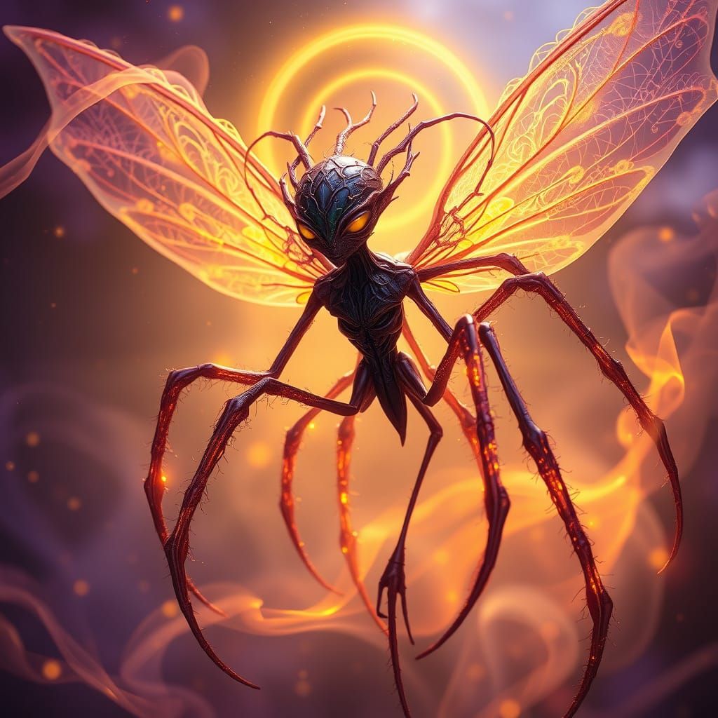 Mystical Spider-Like Fairy in Dreamlike Realm