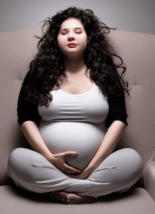 Hyper-Realistic Image of a Pregnant Woman Crying