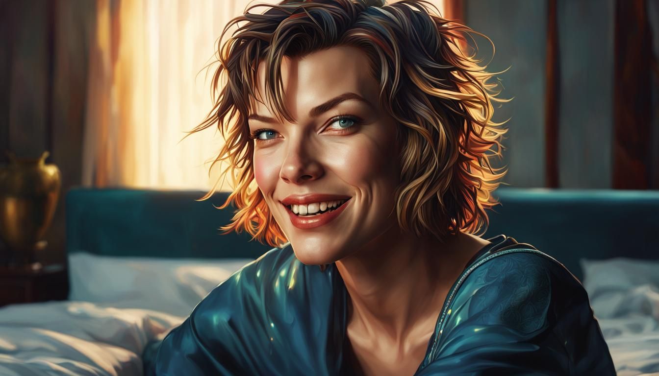 Milla Jovovich Portrait with Cyberpunk Lighting