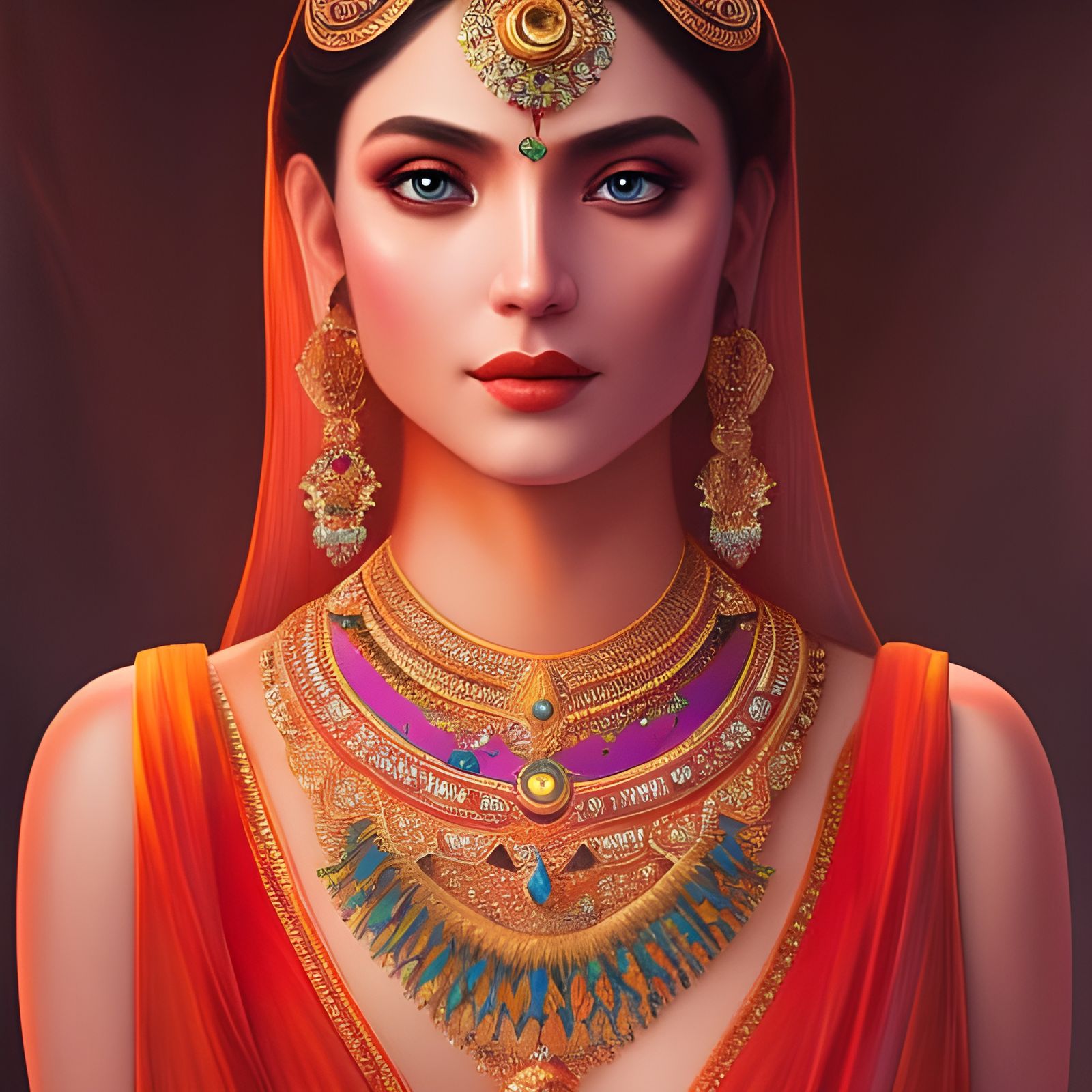 Indian Dress Digital Illustration in Surreal Style