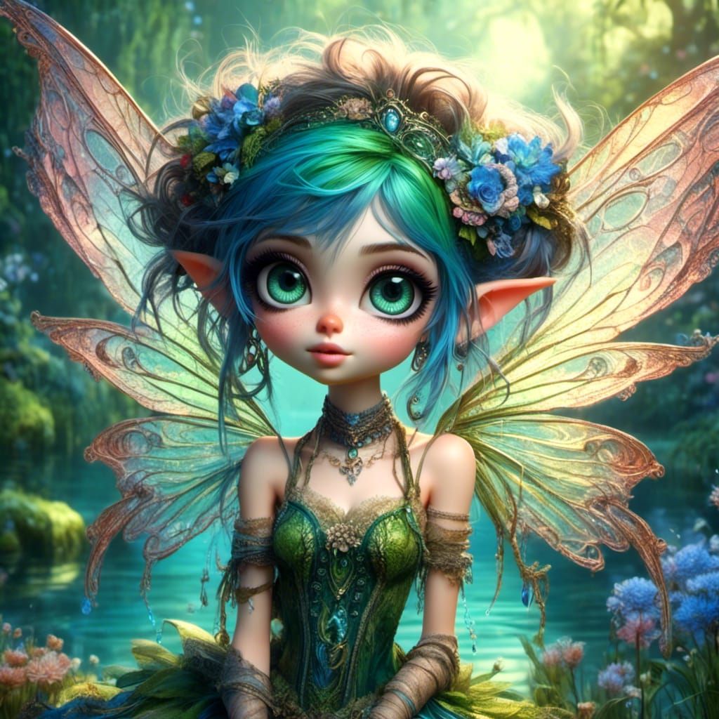 Bespectacled Pixie with Sparkling Wings by Crystal River