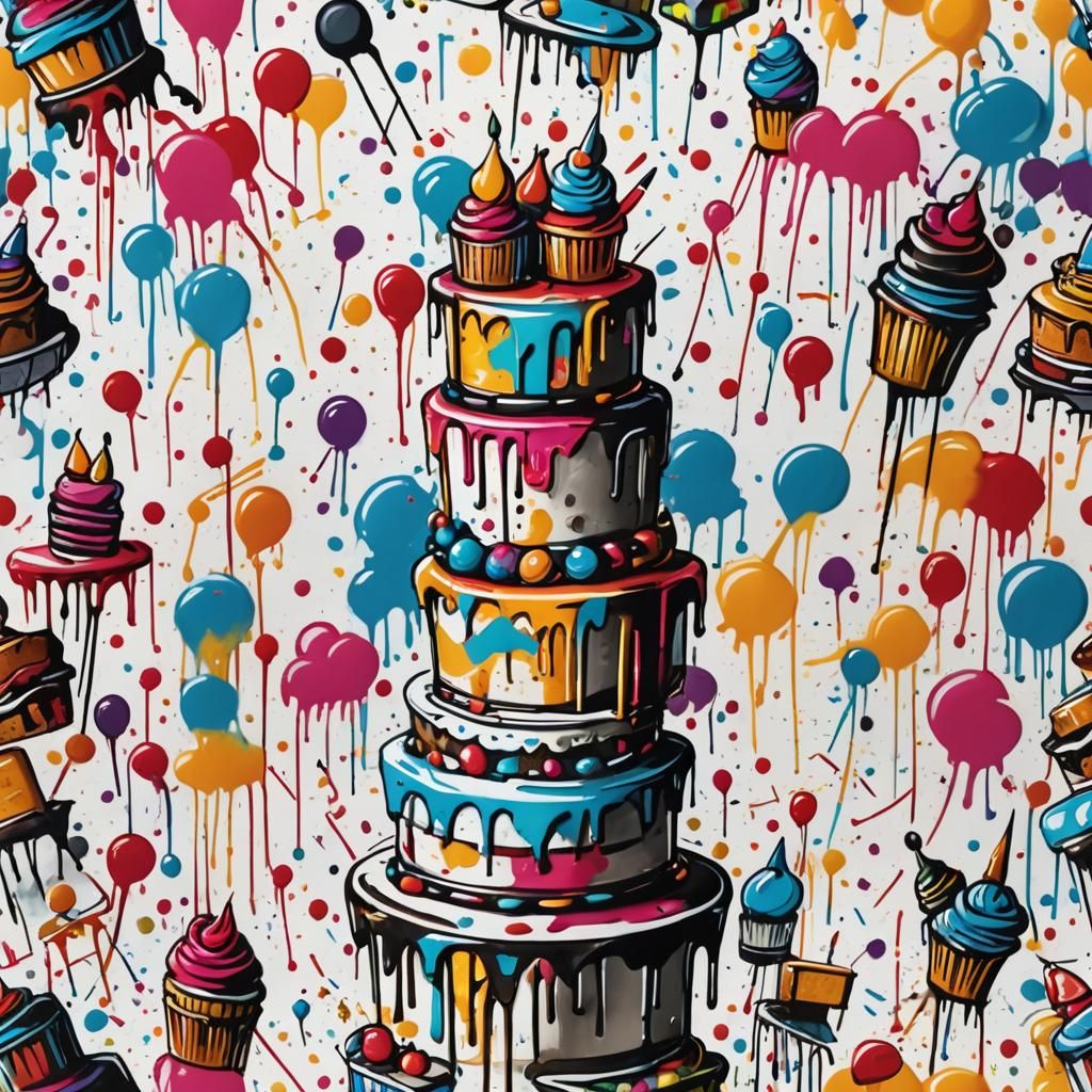Colorful Graffiti Birthday Cake Art