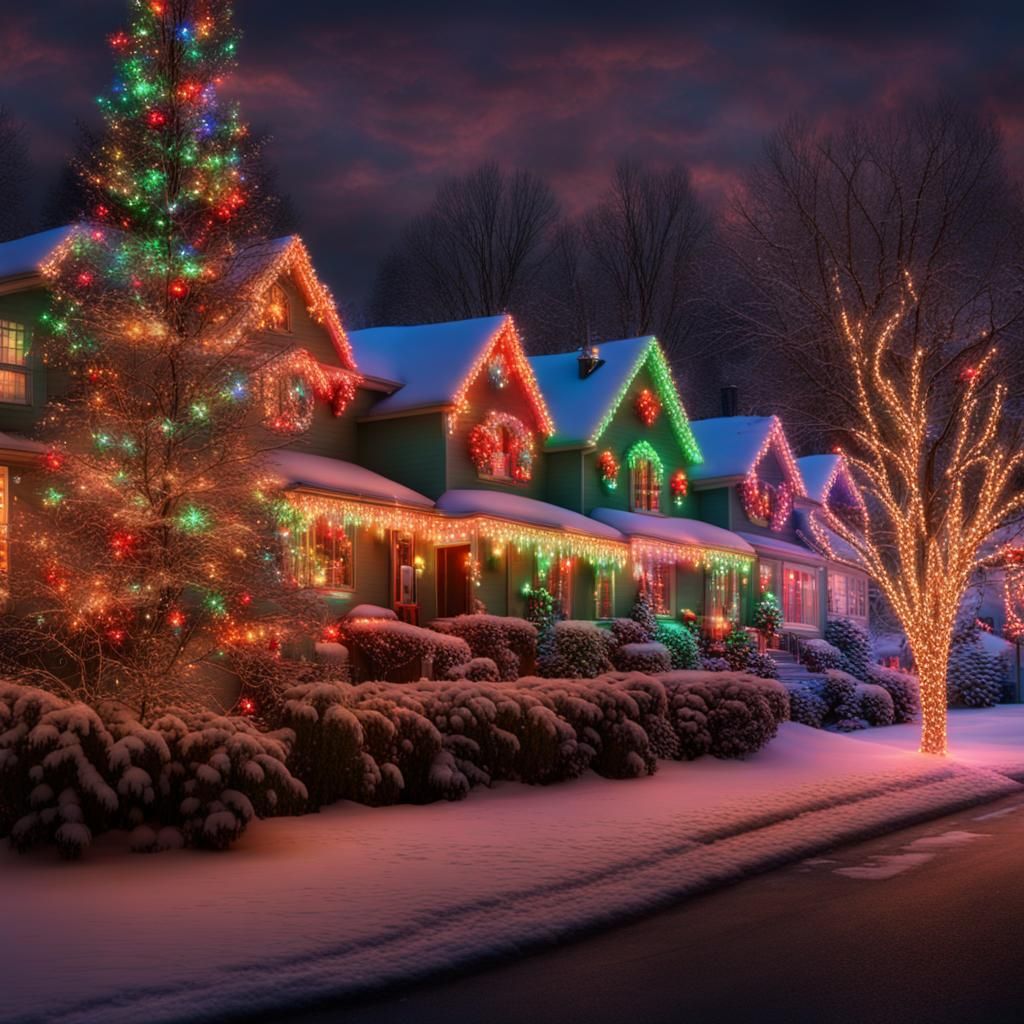 1940s Christmas Decorations with Multi-Colored Lights
