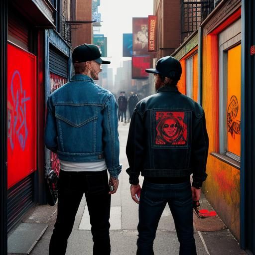 Edgy Graffiti Art of Two Figures in Alleyway