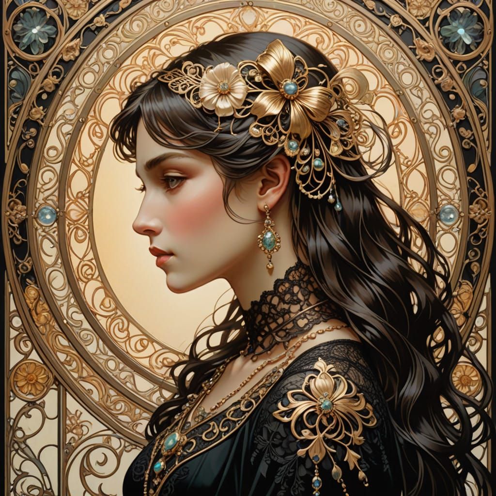 Black Lace Bow with Dangle Celestial Jewelry