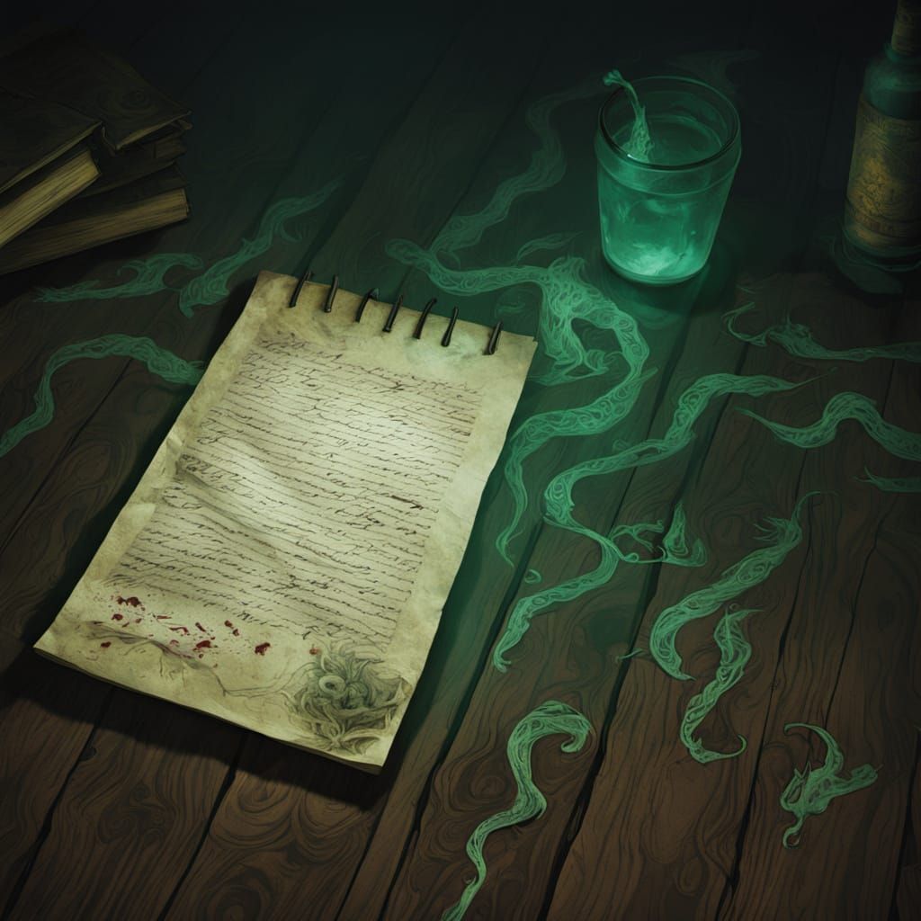 Eerie Love Letter with Ghostly Figures, Junji Ito Style