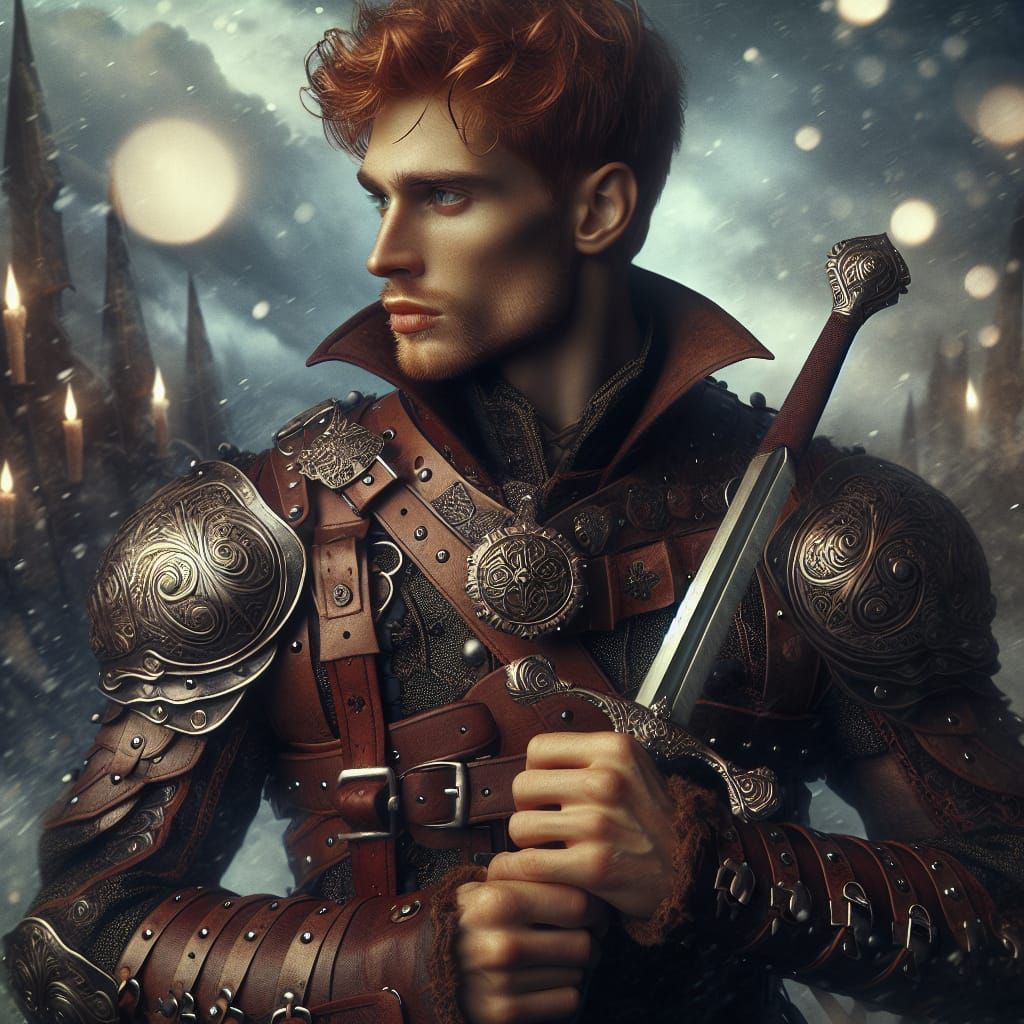 Young Warrior in Storm, Photorealistic Fantasy Art