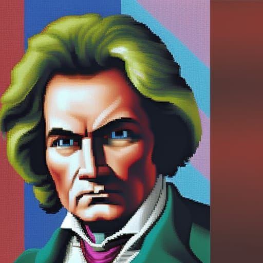 Detailed Pixel Art Portrait of Ludwig Van Beethoven
