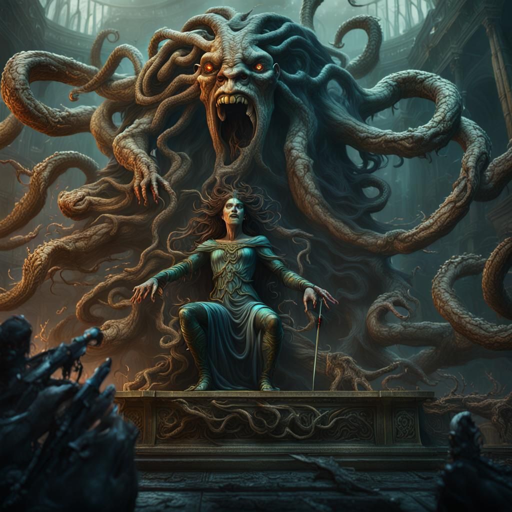Medusa's Demise: A Detailed Fantasy Art Piece