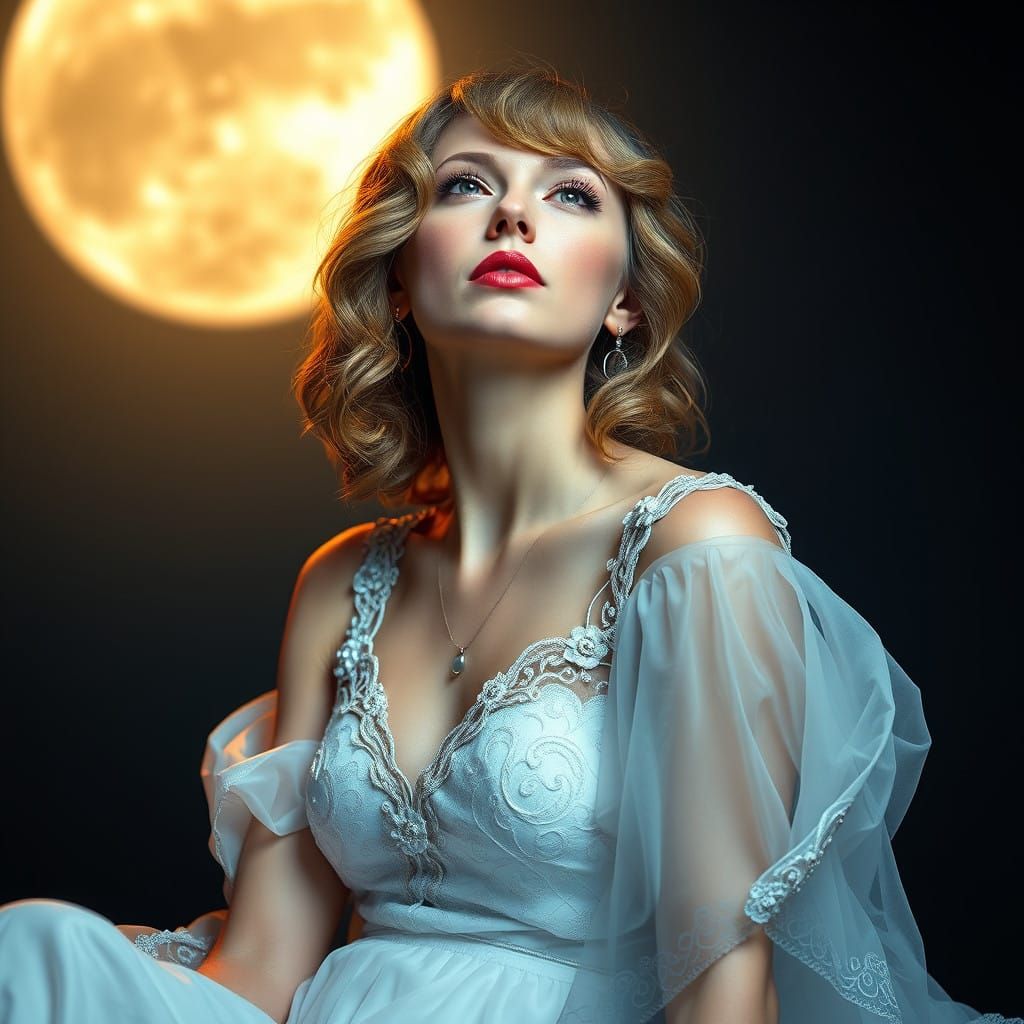 Ethereal Moonlit Taylor Swift in Art Nouveau Style