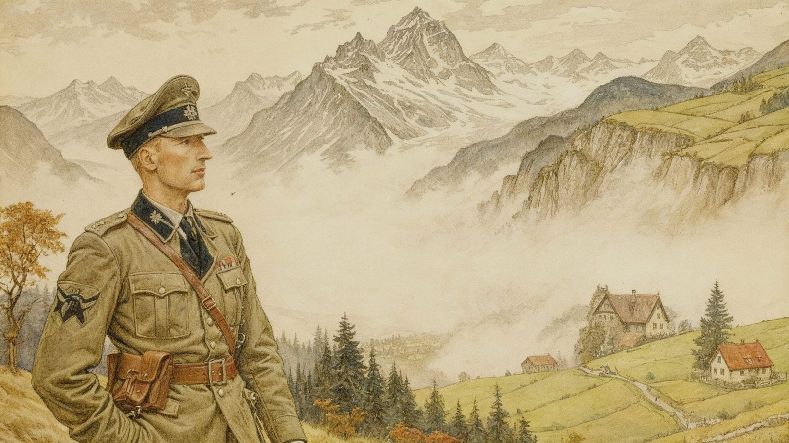 Reinhard Heydrich in Swiss Alps Painting