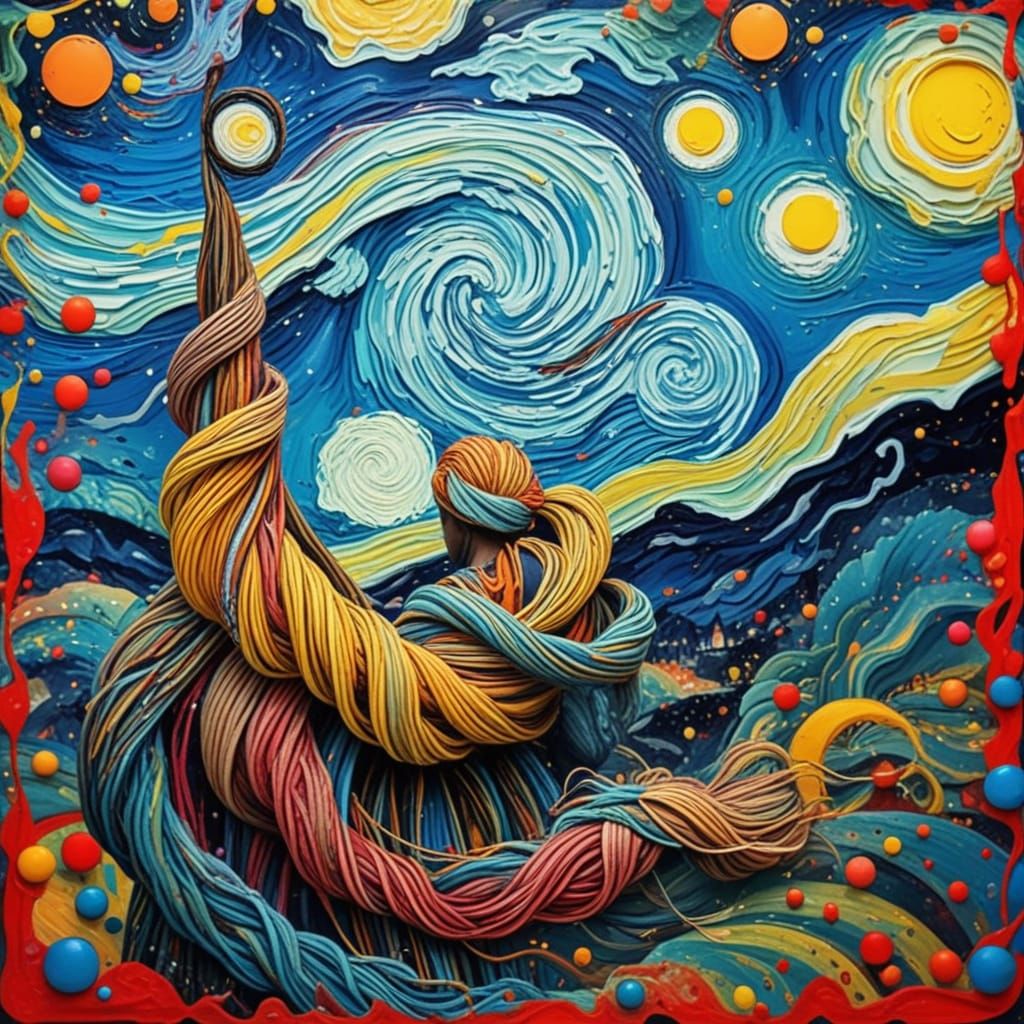 Surreal Dreamscapes: Knitted Souls Unite in Vibrant, Starry ...