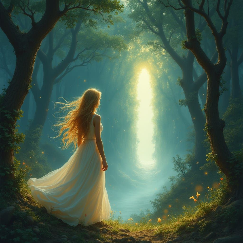 Mystical Forest Portal Scene in Digital Art Style