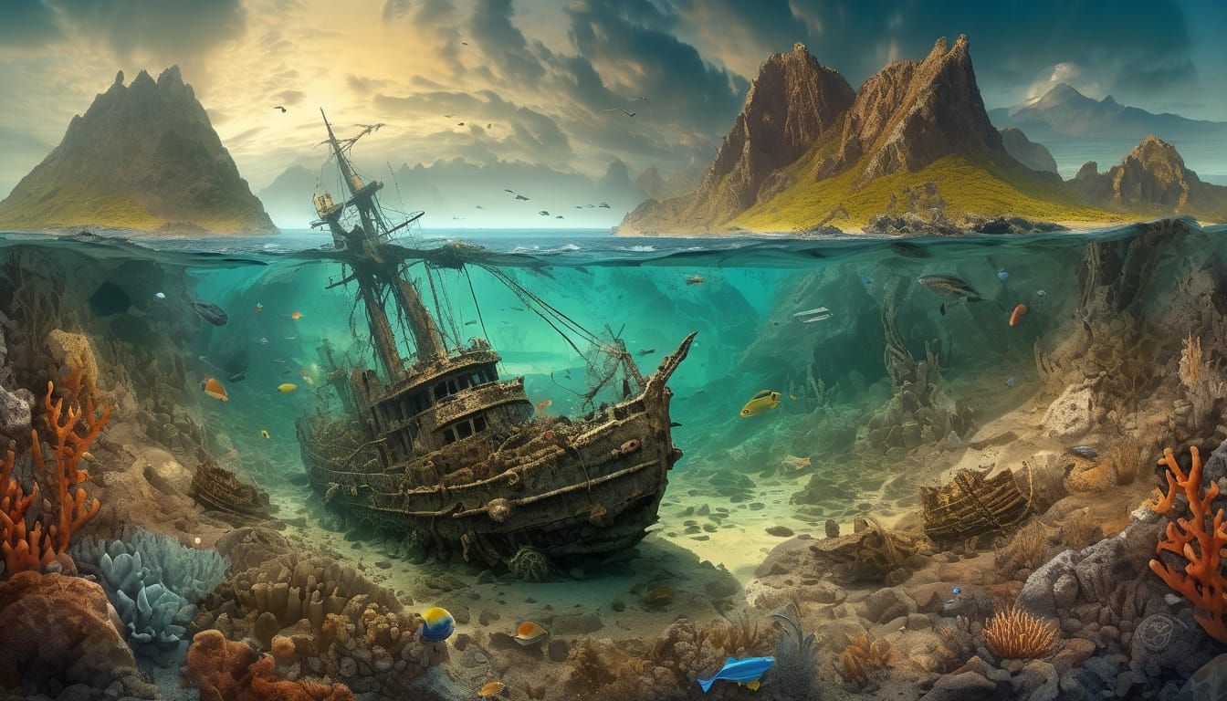 Apocalyptic Seabed Panorama with Sunken Ships: Chris Cold St...