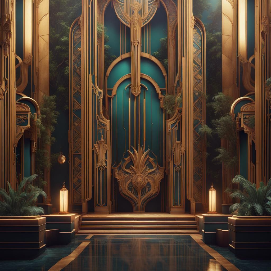 Art Deco Matte Painting in Deep Color