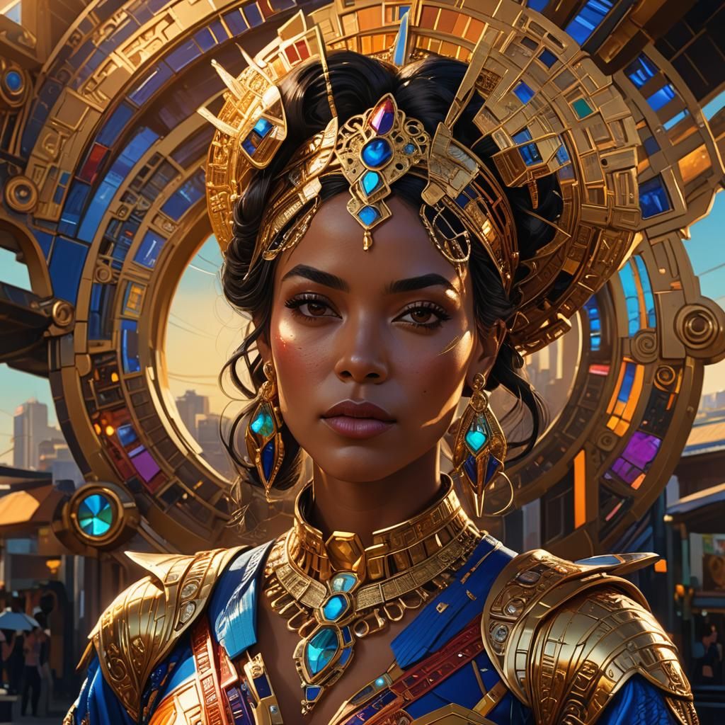 Puerto Rican Woman with Futuristic Jewelry