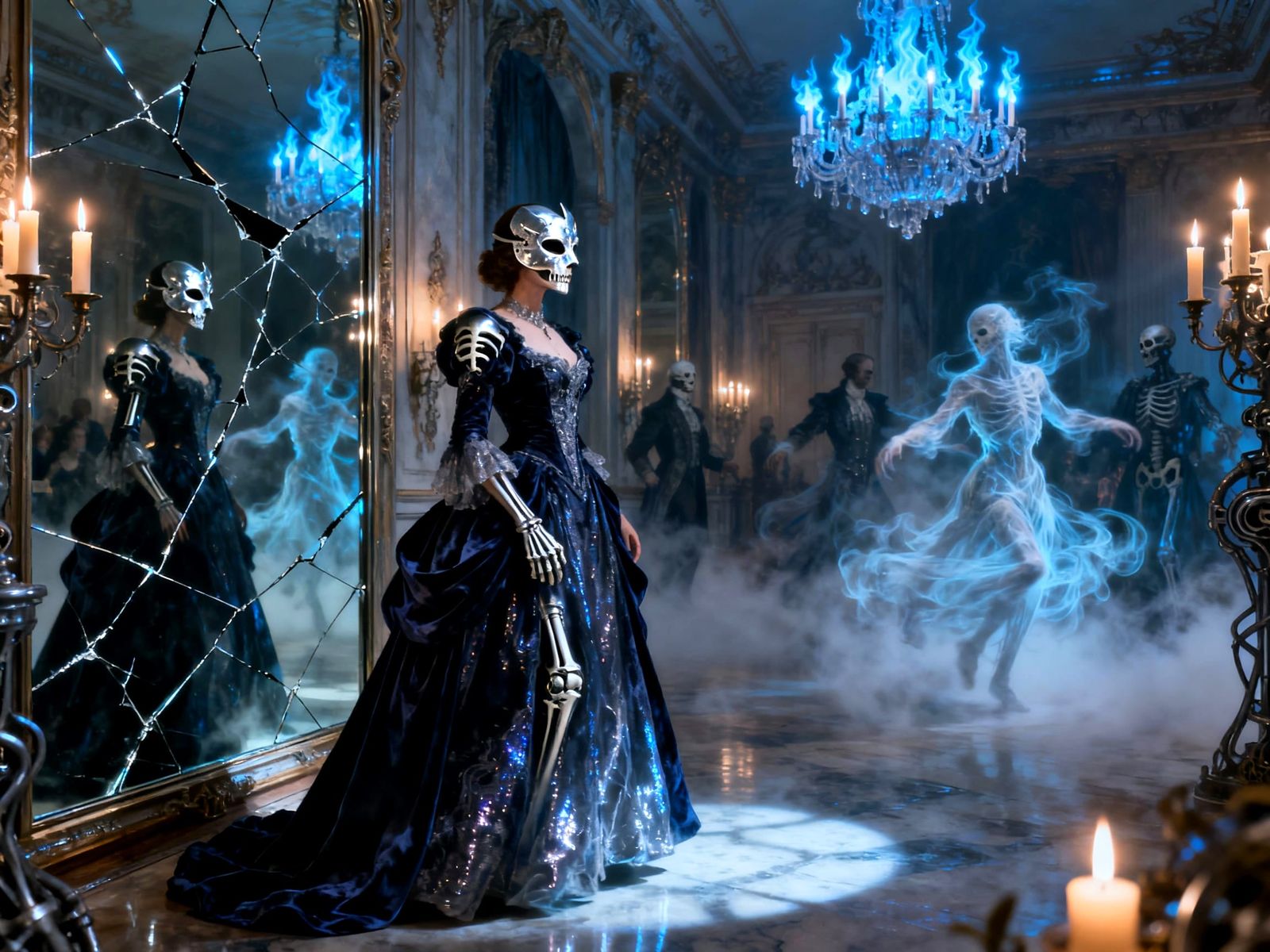 Gothic Haunted Masquerade Ball in Fiery Chandeliers