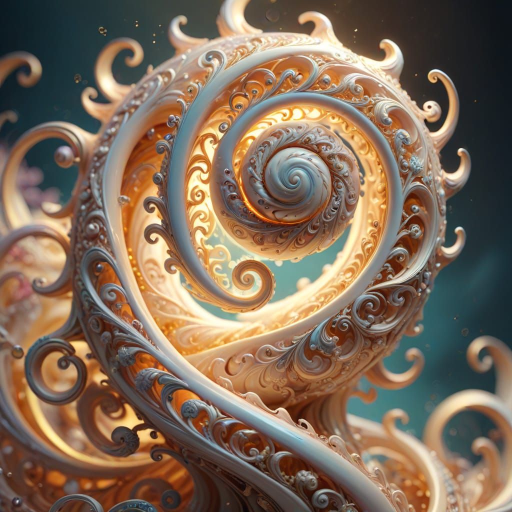 Dreamlike Curlicues Swirling Around Mysterious Object