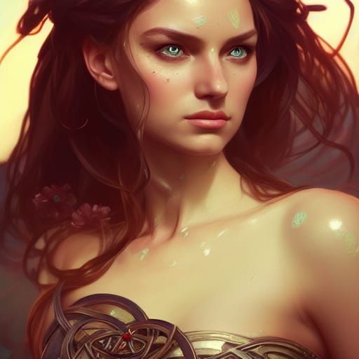 Celtic Princess Portrait in Hyperdetailed Concept Art