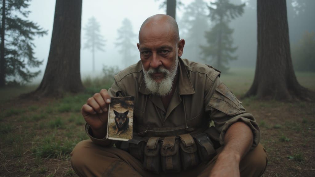 The Drifter, Surrounded by Forest Shadows in a Cyberpunk Aes...