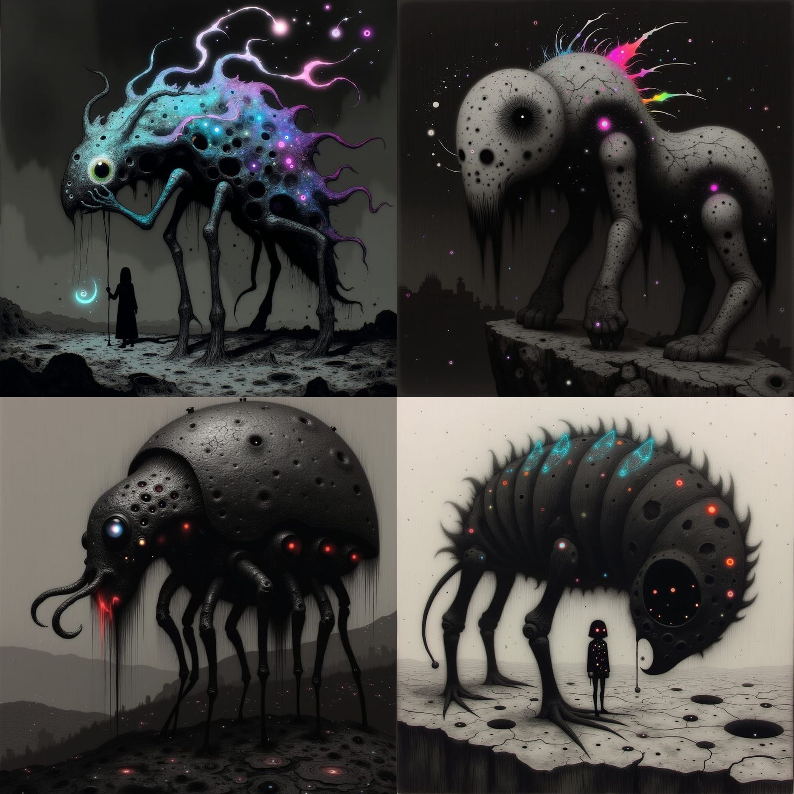 Glowing Ant Lion in Dreamcore Horror Style