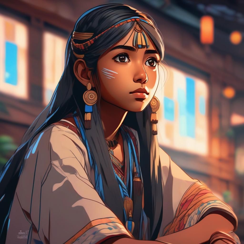 Realistic Anime Portrait of Indian Girl in Cel-Shaded Style