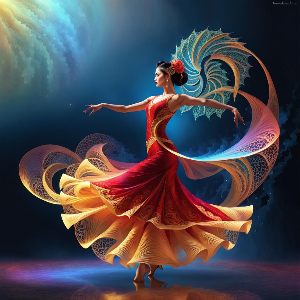 Flamenco Dancer in String Art Style