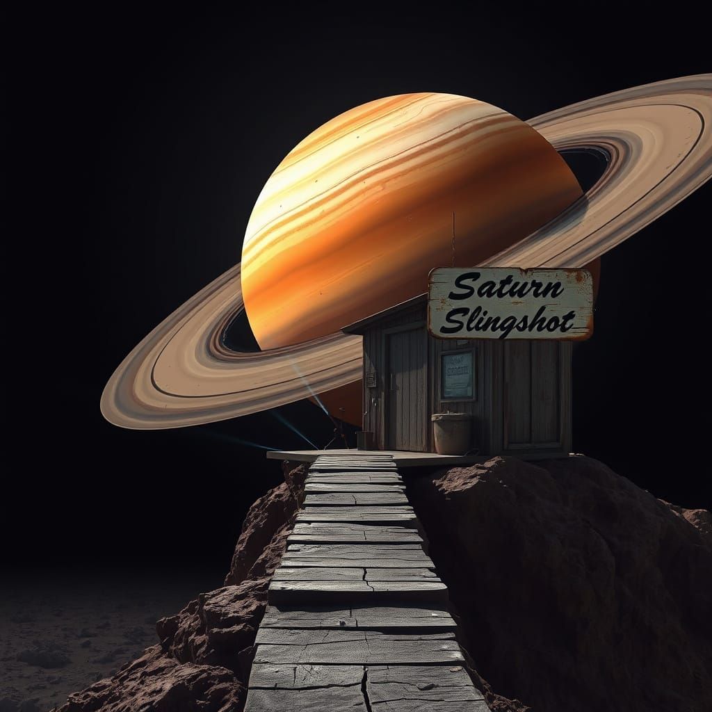 Surreal Scene of a Weathered Shack on a Desolate Planet with...